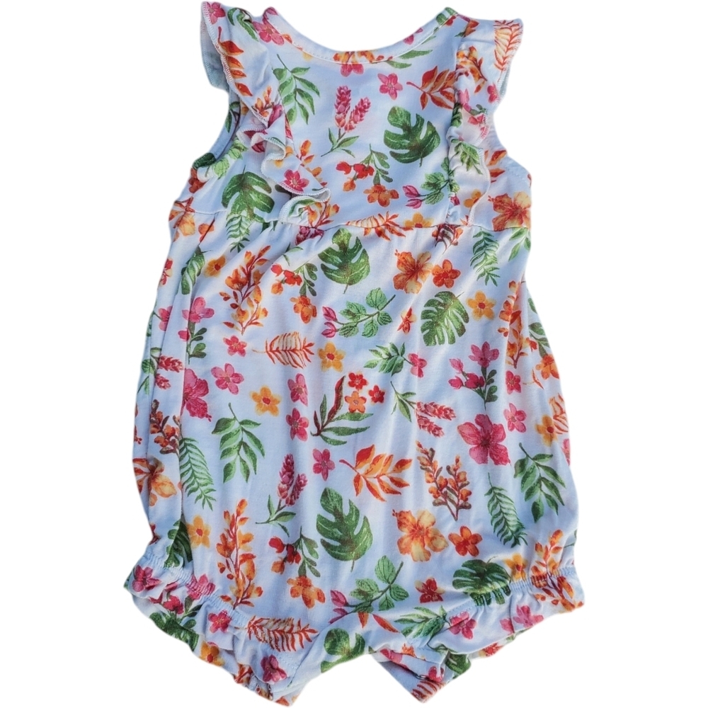Little Me Flutter Sleeve Romper Floral Print Baby Girls 6 Months